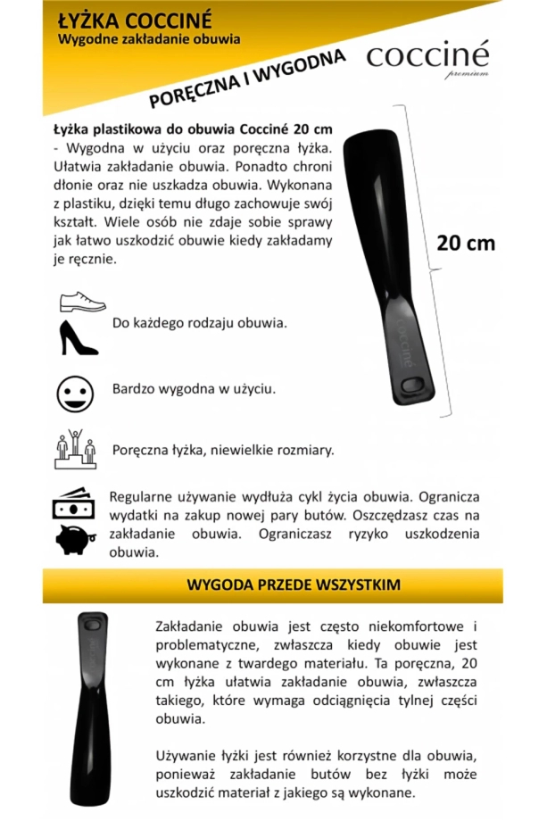 Plastikowa łyżka do obuwia Coccine 20 cm 