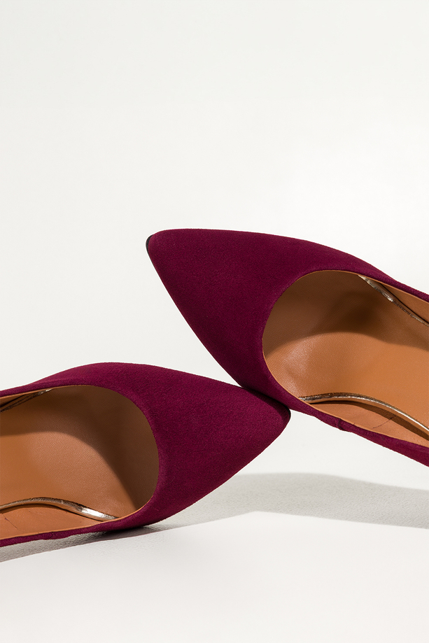 Bordowe czółenka skórzane damskie na słupku PRODUKT POLSKI Casu 6986-656