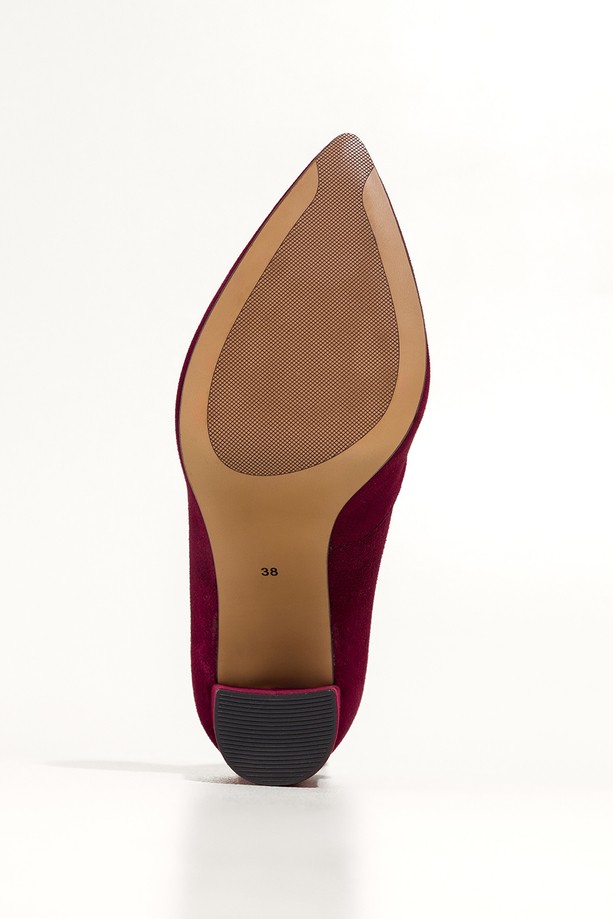 Bordowe czółenka skórzane damskie na słupku PRODUKT POLSKI Casu 6986-656