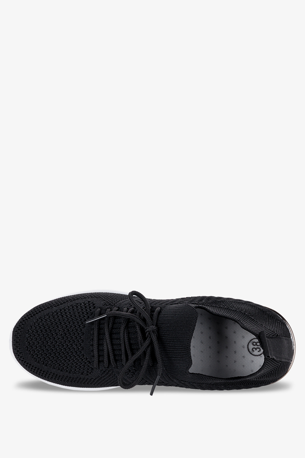 Czarne sneakersy na koturnie buty sportowe sznurowane Casu SJ2118-1