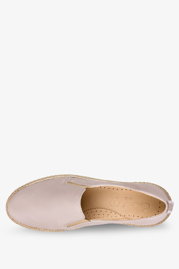 Beżowe półbuty espadryle slip on POLSKA SKÓRA Casu 0644