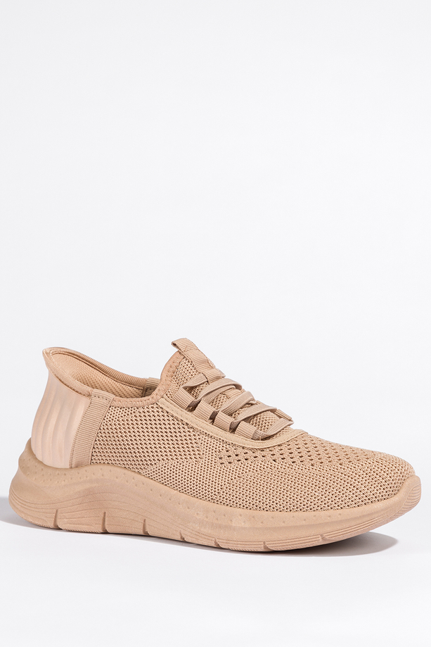 Beżowe buty sportowe damskie sneakersy z perforacją sznurowane Casu PDJ269-63