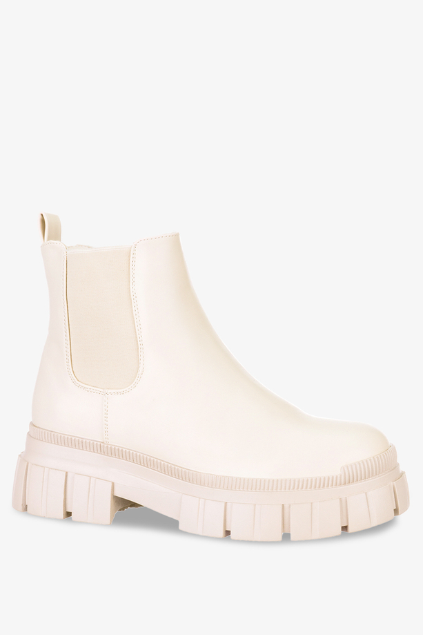 Beżowe workery na platformie z gumką Casu J21X6-BE