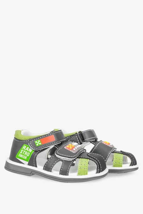 Szare sandały na rzep Casu 888-1A