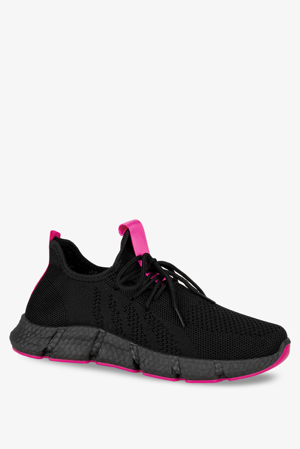 Czarne sneakersy na platformie buty sportowe sznurowane Casu YF607-5A