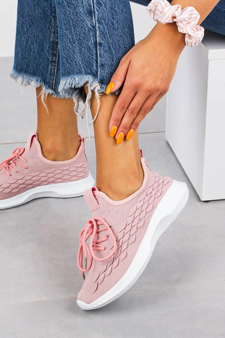 Różowe buty sportowe sznurowane Casu B729-2