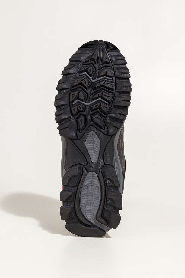 Szare buty trekkingowe damskie sznurowane z bordowymi wstawkami softshell Casu Y8187-2 