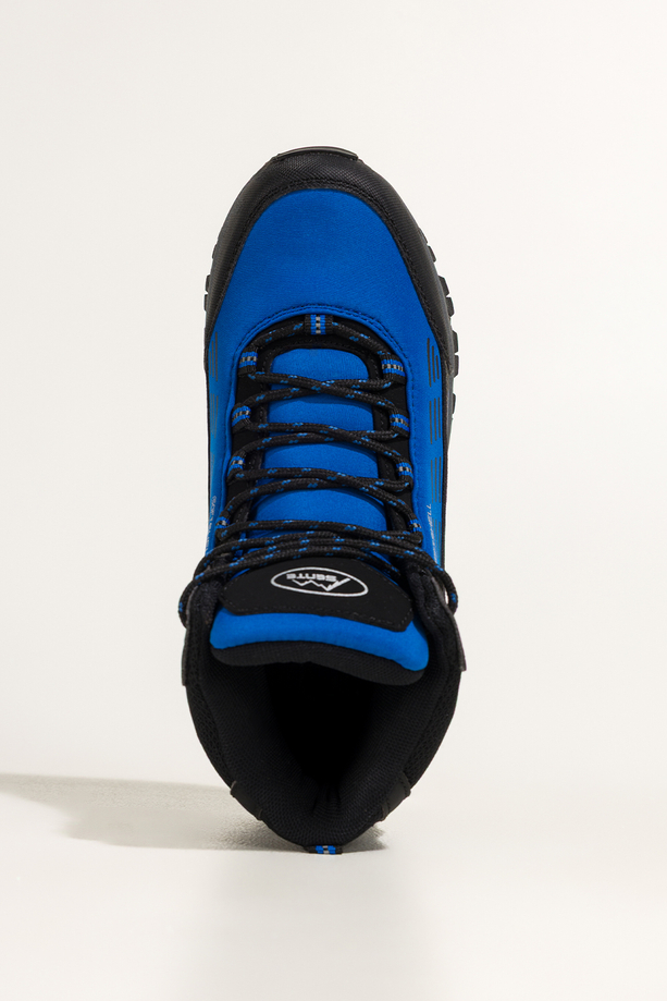 Niebieskie buty trekkingowe damskie z czarnymi dodatkami sznurowane softshell Casu Y7994-4