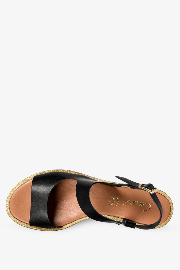 Czarne sandały skórzane damskie płaskie PRODUKT POLSKI Casu 2675-100