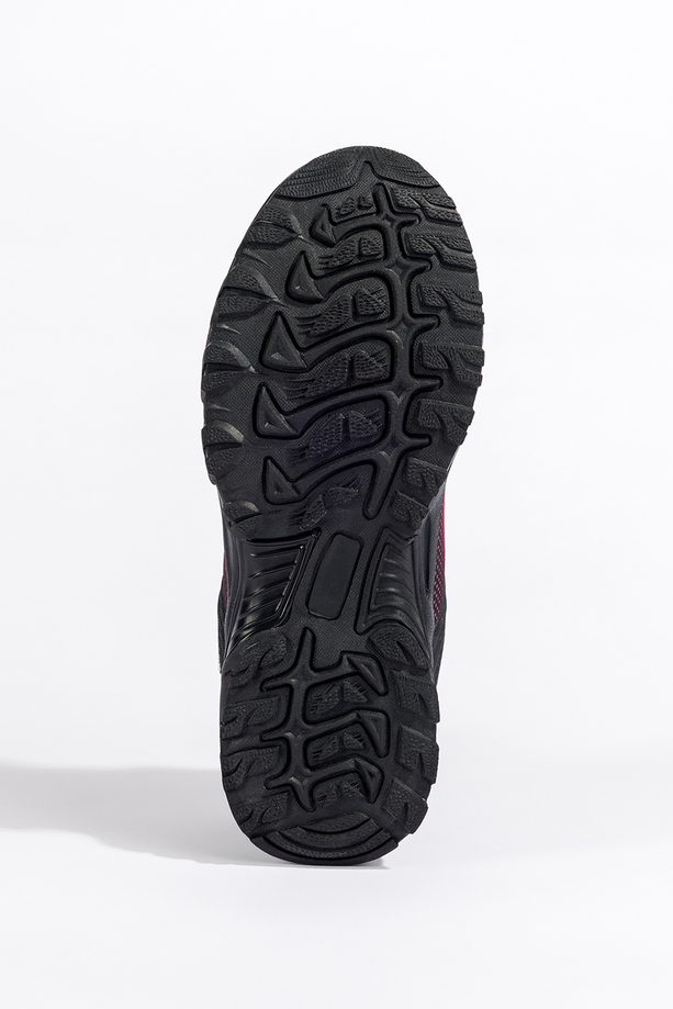 Czerwone buty trekkingowe damskie buty sportowe softshell na bieżnikowanej podeszwie sznurowane czarne wstawki Carla 8529