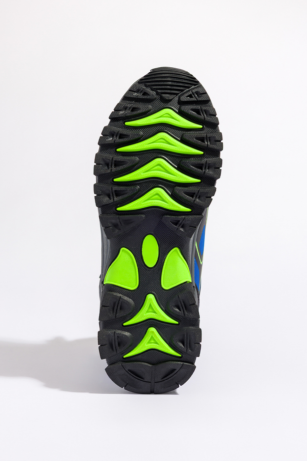 Niebieskie buty trekkingowe damskie z seledynowymi dodatkami sznurowane softshell Casu B2115-3