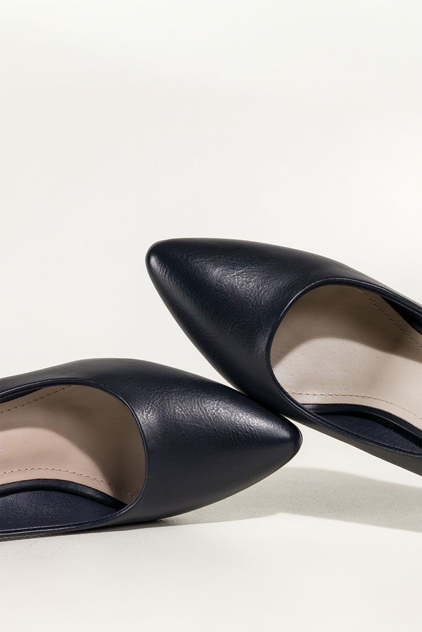 Granatowe szpilki damskie Sergio Leone skórzana wkładka 8663