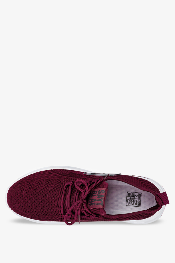 Bordowe buty sportowe sznurowane Casu 20-3-22-BU