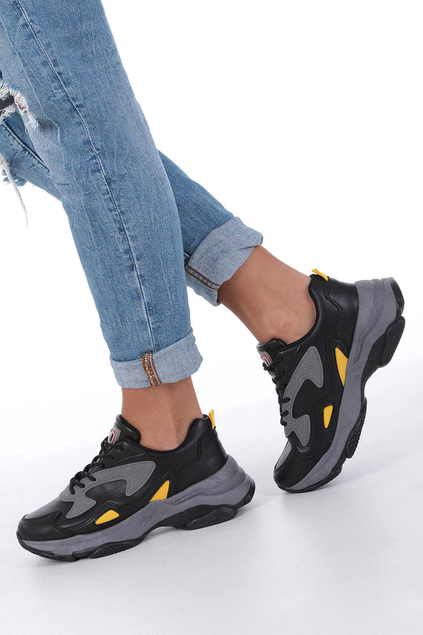 Czarne buty sportowe sneakersy sznurowane Casu DS13003
