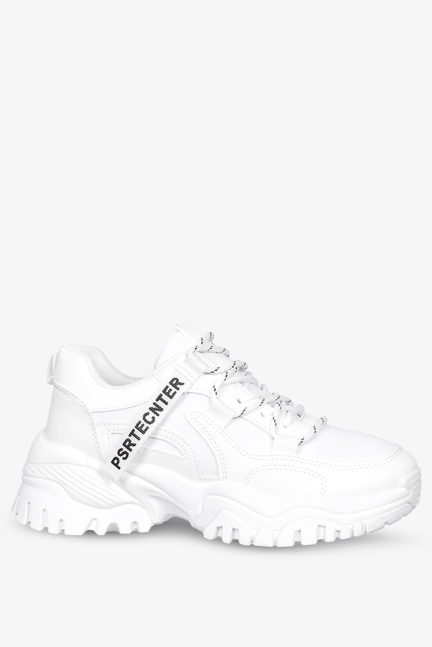 Białe sneakersy na platformie buty sportowe sznurowane Casu BL367P-D