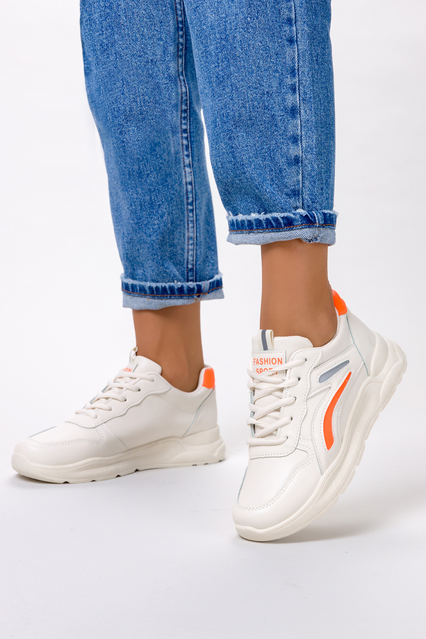 Kremowe buty sportowe sneakersy sznurowane Casu 20G16/BE