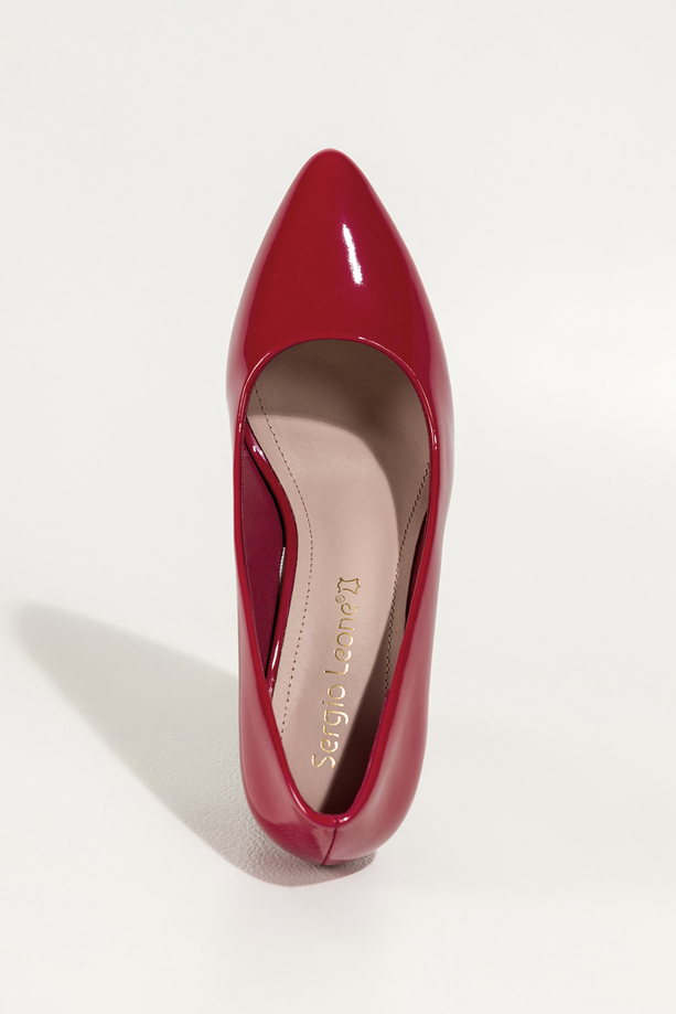 Czerwone szpilki damskie Sergio Leone lakierowane skórzana wkładka 8663