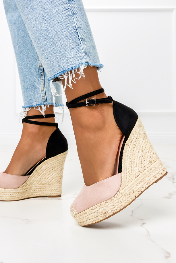 Beżowe sandały espadryle na koturnie Casu A108-37