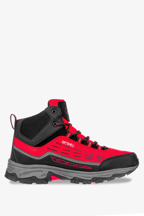 Czerwone buty trekkingowe sznurowane unisex softshell Casu B2005-4