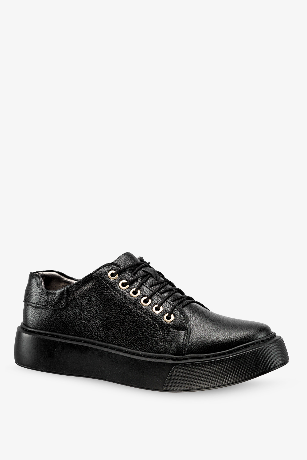Czarne trampki skrzane damskie creepersy sznurowane PRODUKT POLSKI Casu 469N