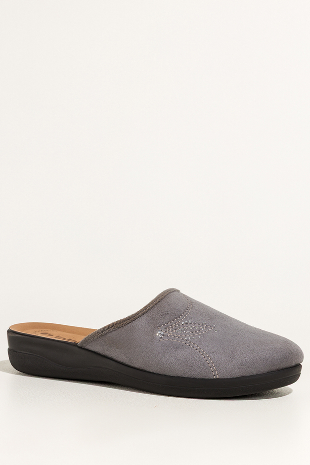 Szare kapcie damskie Inblu obuwie domowe z cyrkoniami wkładka soft XU999951