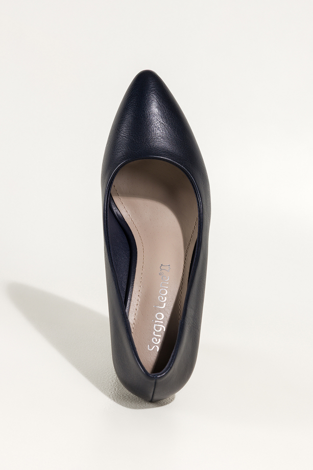 Granatowe szpilki damskie Sergio Leone skórzana wkładka 8663