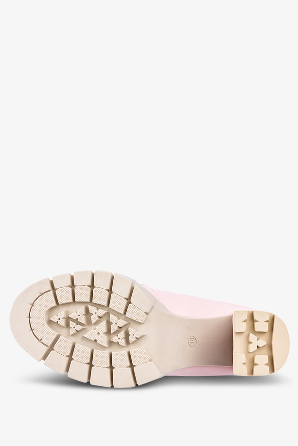 Różowe mokasyny z kryształkami na słupku POLSKA SKÓRA Casu 4159