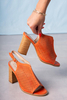 Pomarańczowe sandały ażurowe zabudowane na słupku ze skórzaną wkładką Casu L20X6/O