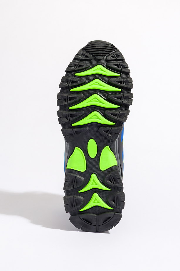 Niebieskie buty trekkingowe damskie z seledynowymi dodatkami sznurowane softshell Casu B2111-3