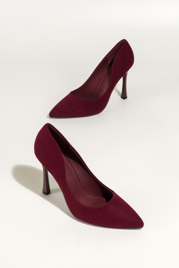 Bordowe czółenka damskie szpilki klasyczne Carla S-8