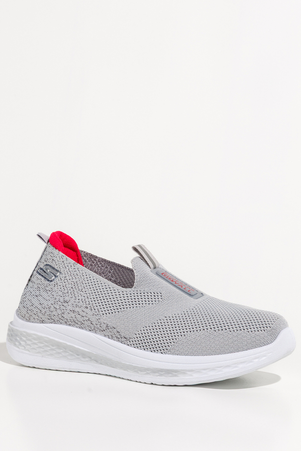 Szare sneakersy damskie buty sportowe slip on na fitness z perforacją biała elastyczna platforma wsuwane Carla DQ116B-2
