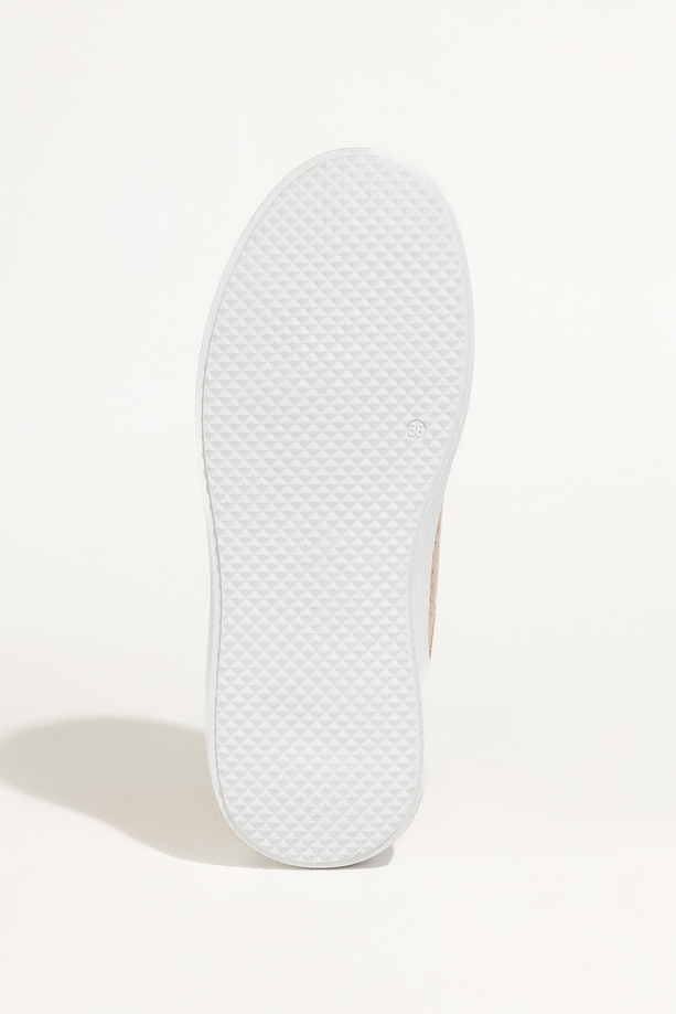 Beżowe sneakersy damskie buty sportowe ażurowe na platformie sznurowane Carla YO349K