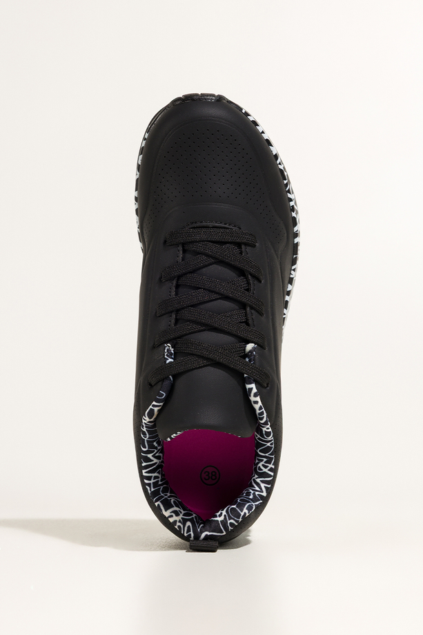 Czarne sneakersy damskie buty sportowe na koturnie z wzorem sznurowane Casu 0996-3