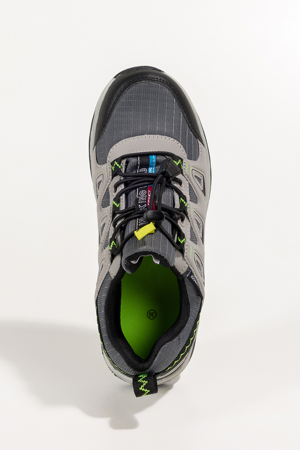 Szare buty sportowe trekkingowe damskie na bieżnikowanej podeszwie z regulowaną elastyczną sznurówką Casu RS-2503-7W 