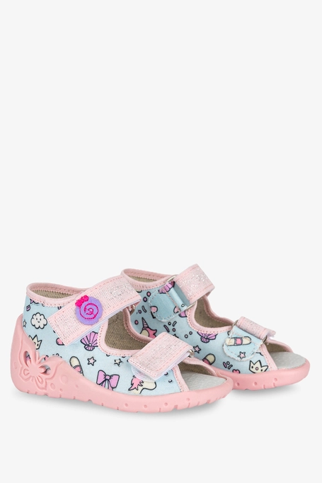 Niebieskie kapcie Zetpol sandały ze skórzaną wkładką Oliwia 1368